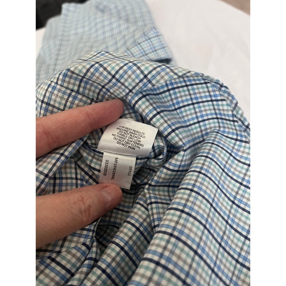 Peter Millar Mens Blue Check Stretch Cotton Button Down Shirt Large MF19W26NBL - Picture 4 of 10